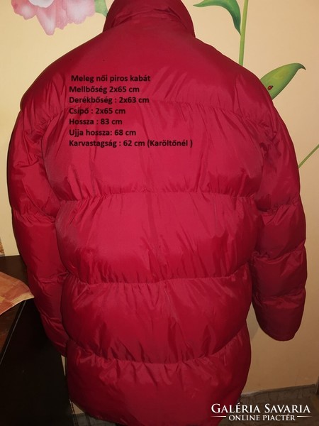 Piros nagyon meleg női kabát  nagy méretű