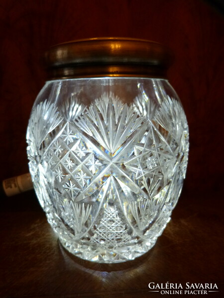 935* Silver-enamel crystal bonbonier with lid.