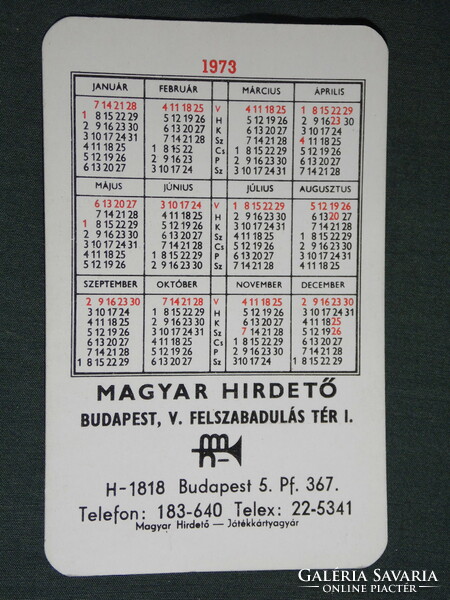 Kártyanaptár, Magyar hirdető újság, magazin, Budapest, grafikai rajzos, tojás,1973,   (5)
