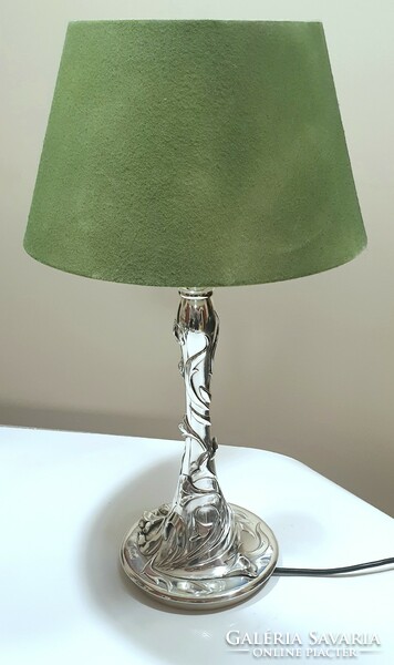 Art Nouveau style, silver-plated table lamp