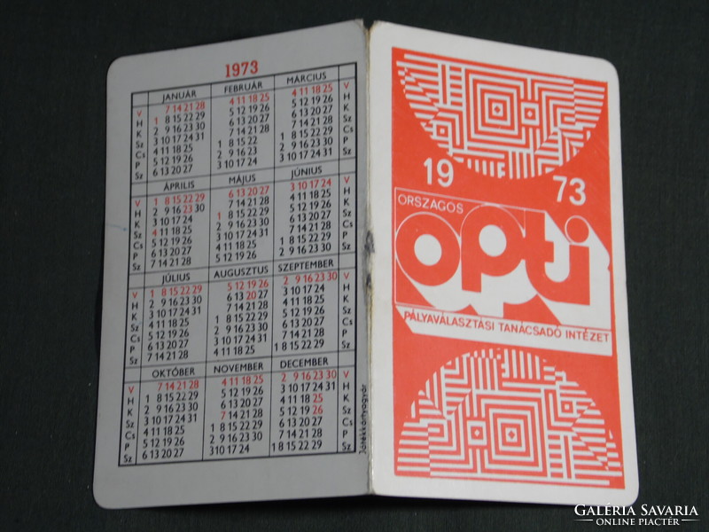 Card calendar, address book of optical career counseling institutes, 1973, (5)