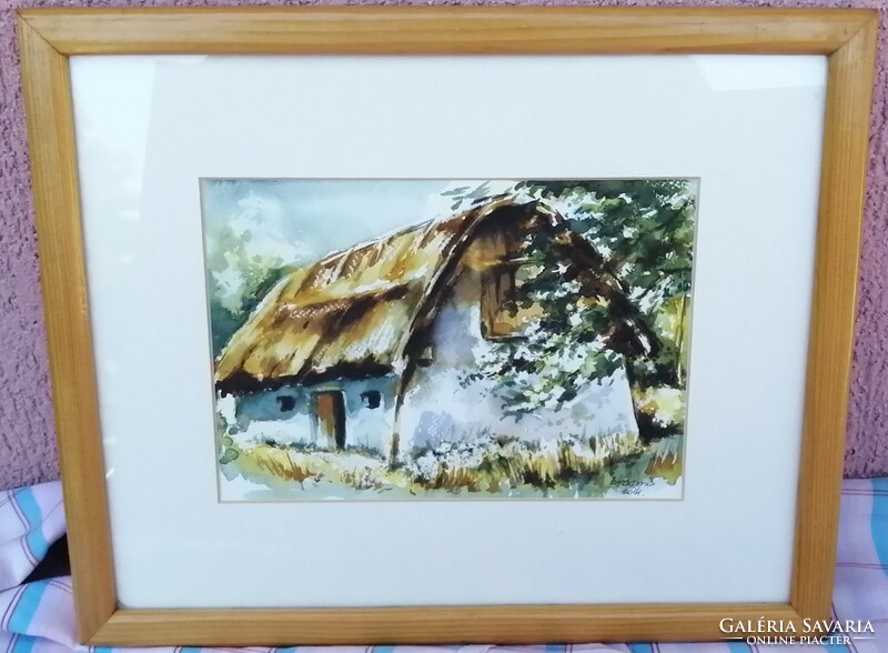 Farm pictures: framed watercolor collection by contemporary artist Ernő bíró.