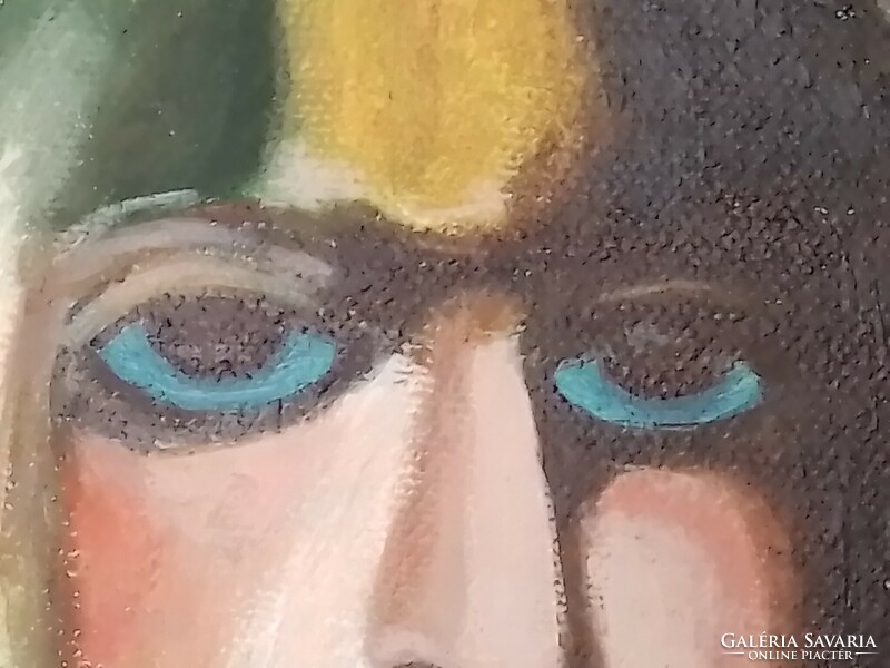 Acrylic copy of Béla Kádár's painting Girl with Blue Eyes