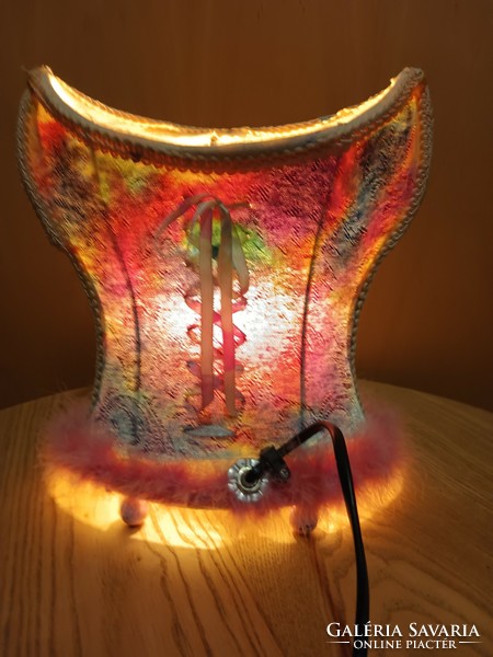 Modern table lamp in the shape of a bohemian corset is negotiable
