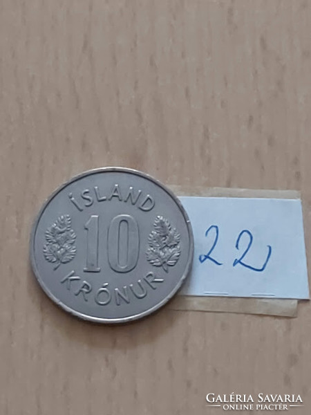 Iceland 10 kroner 1971 copper-nickel 22.