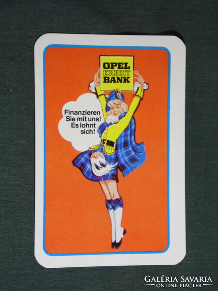 Kártyanaptár, Németország, Opel Kredit Bank, grafikai rajzos, női modell,1973,   (5)
