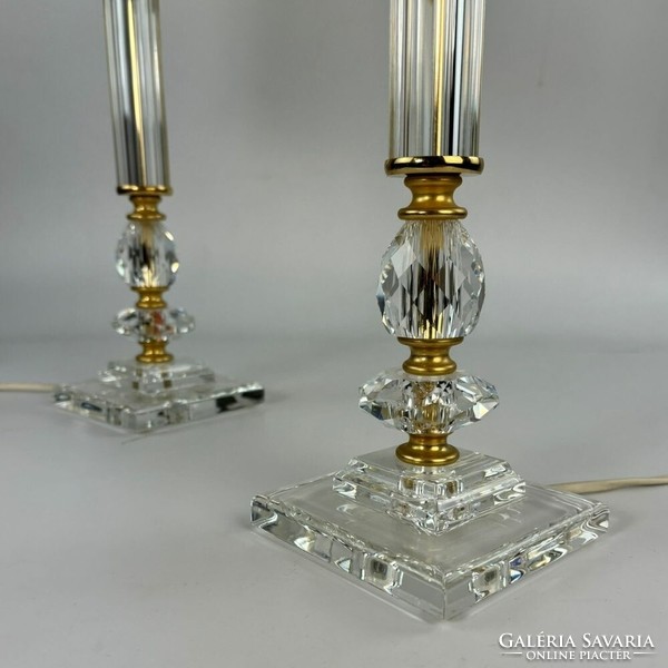 Hollywood Regency kristály-arany lámpa pár