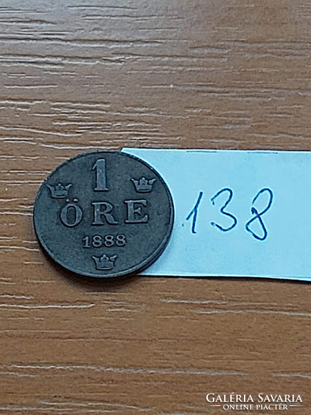 Sweden 1 öre 1888 bronze, ii. Oscar 138.