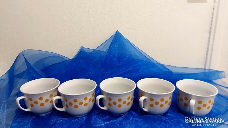 Porcelain yellow polka dot, Lubiana mugs 5 pcs