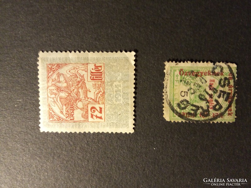 Stamp 1914 72 filers and 1915 5 filers war aid for widows and orphans Hungarian Royal Post
