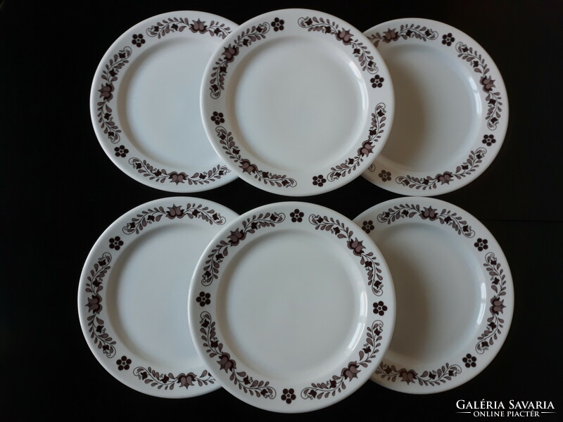Alföldi porcelain 6 small plates with brown Hungarian pattern