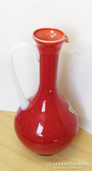 Opaline Florentine Murano. Coral red carafe rarity from the 1960s