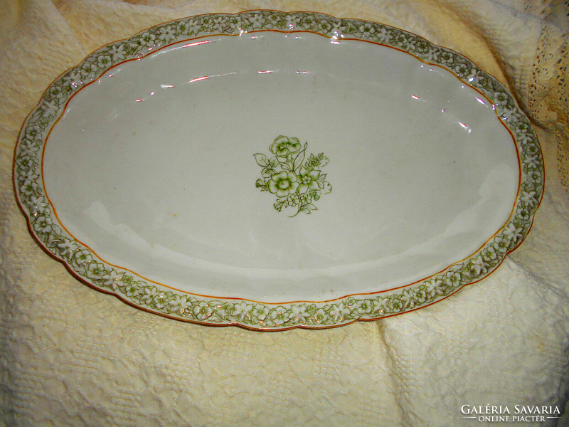 Antique traditional bourgeois piece - plastic border - hand painted porcelain steak bowl