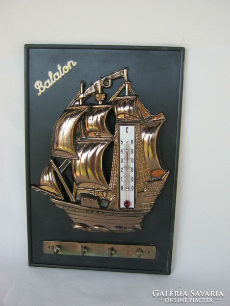 Balaton souvenir retro wall decoration sailing ship thermometer keychain