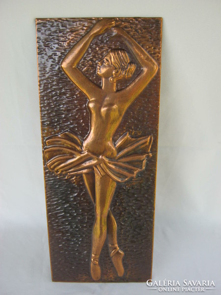 Balerina lány réz fali kép dísz 45x18 cm