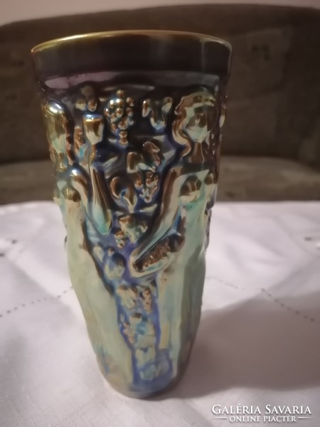Zsolnay eozin szüretelő pohár gyönyörű színekben