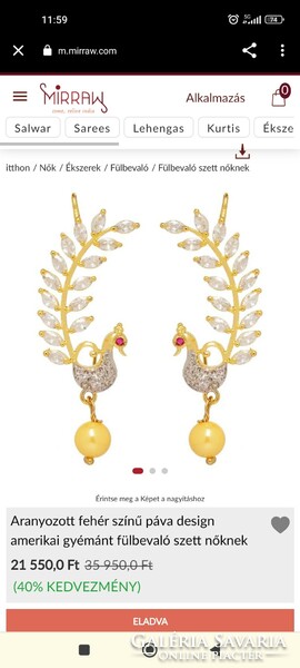 Indian peacock earrings with ruby eyes