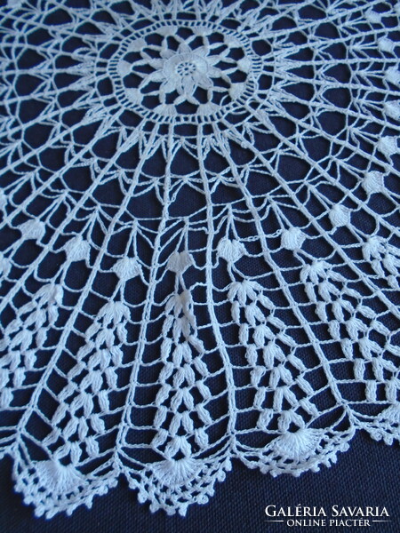 37 cm Diam. Tablecloth crocheted from thread thin yarn.