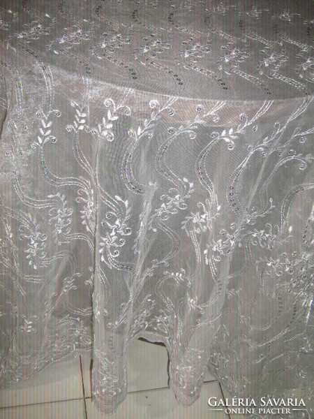 Fabulous sequined curtains embroidered in fabulous vintage snow-white fabric