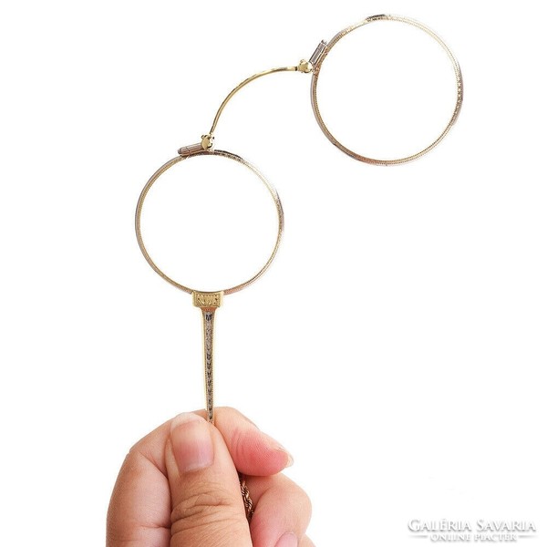 14K arany - platina 21,8 gramm lornyon - opera szemüveg nagyító medál