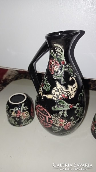 Chinese Japanese ? Sákés brandy ceramic set, drink set, 2 glasses and pourer