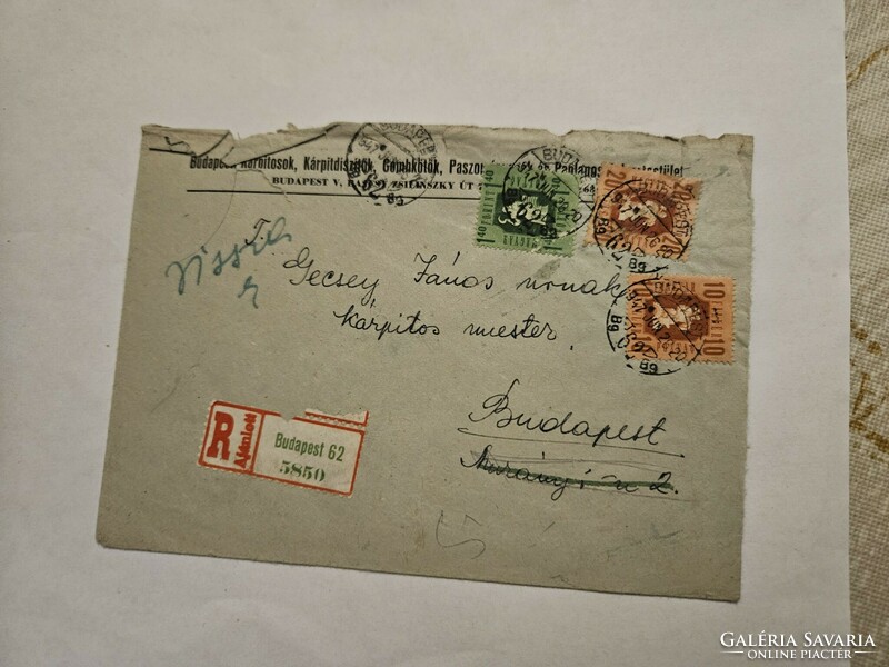 1947-es Ajánlott levél Budapest Ismeretlennel