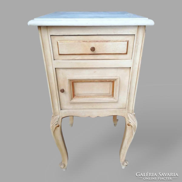Provence baroque bedside table with marble top