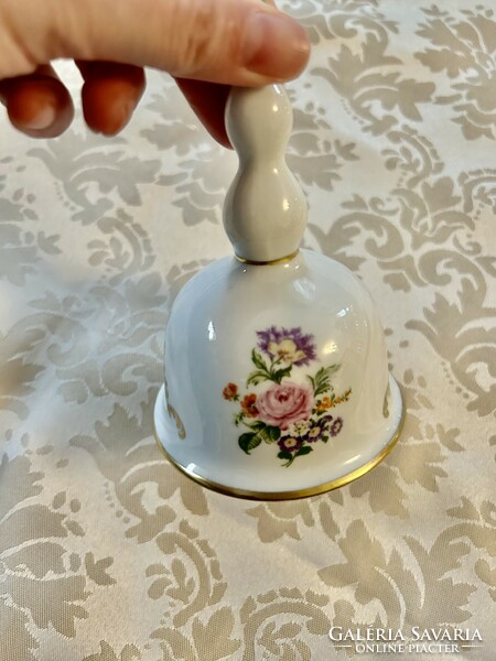 Wallendorf porcelán romantikus virágos barokk csengő hibátlan állapotban