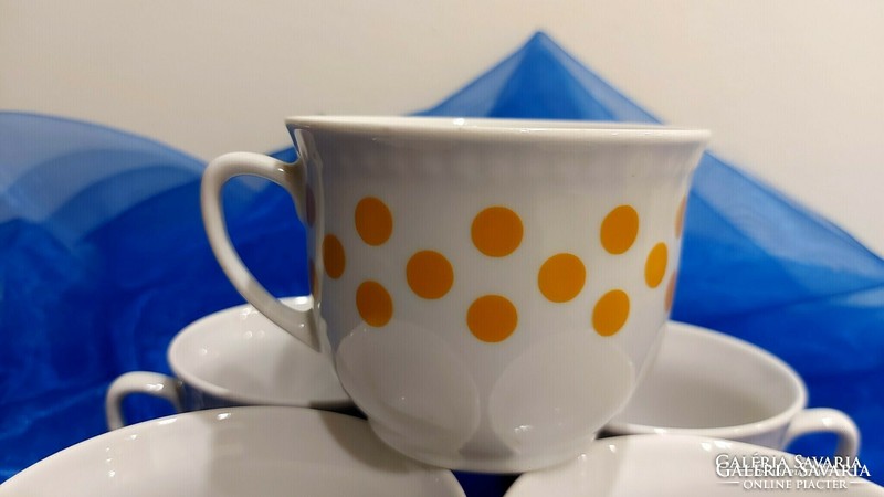 Porcelain yellow polka dot, Lubiana mugs 5 pcs
