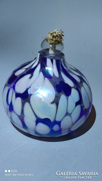 Iridescent glass oil lamp excellent condition