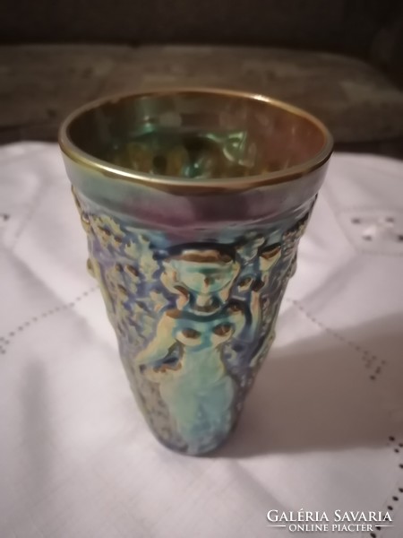Zsolnay eozin szüretelő pohár gyönyörű színekben