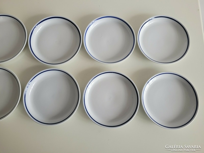 Old 10 piece Zsolnay porcelain blue striped 17 cm retro small plate treat bowl