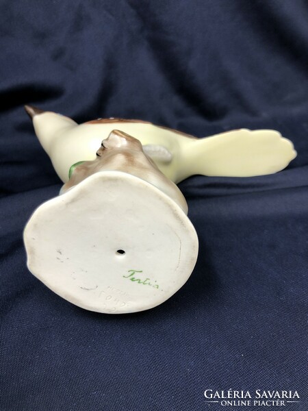 Herend tertia porcelain singing bird figurine (13x17x8 cm) rz
