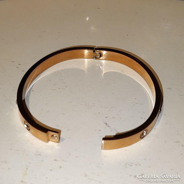 Cartier-style openable rose gold-plated steel bracelet