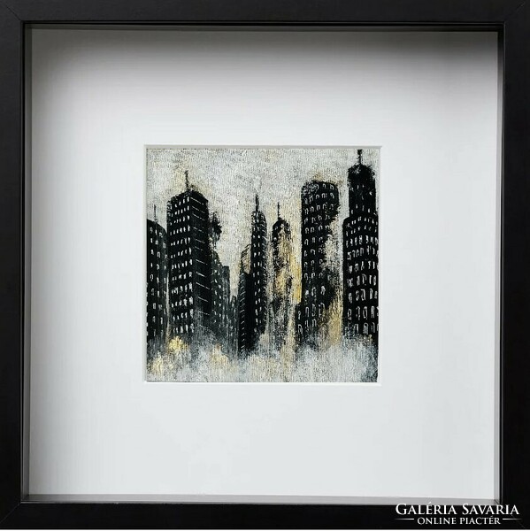 City trio - abstract painting by Kuzma Lilla
