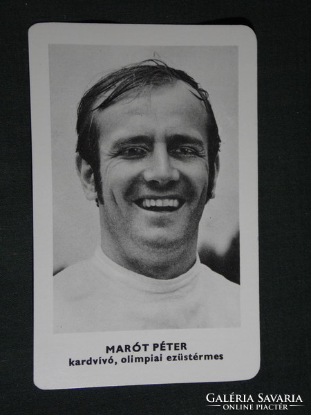 Kártyanaptár,Sportpropaganda,Olimpia bajnokok,Marót Péter kardvívó ezüstérem, 1973,   (5)