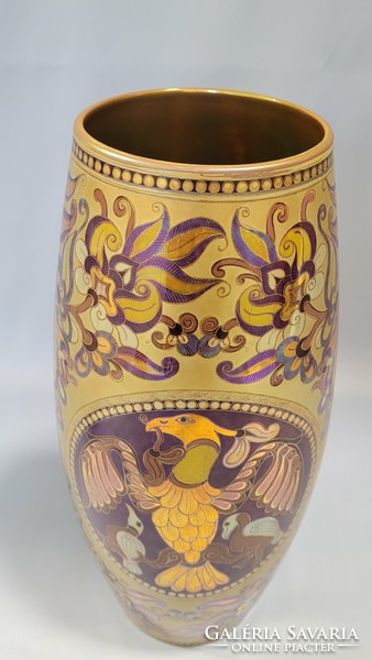 Limited edition Zsolnay multi-fired eosin glazed vase