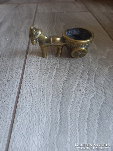 Wonderful old copper spice holder: a donkey pulling a cord (5x9x4.5 cm)