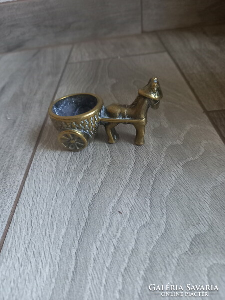 Wonderful old copper spice holder: a donkey pulling a cord (5x9x4.5 cm)