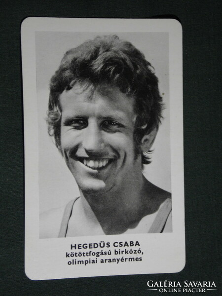 Kártyanaptár,Sportpropaganda,Olimpia bajnokok,Hegedüs Csaba birkózó aranyérem, 1973,   (5)