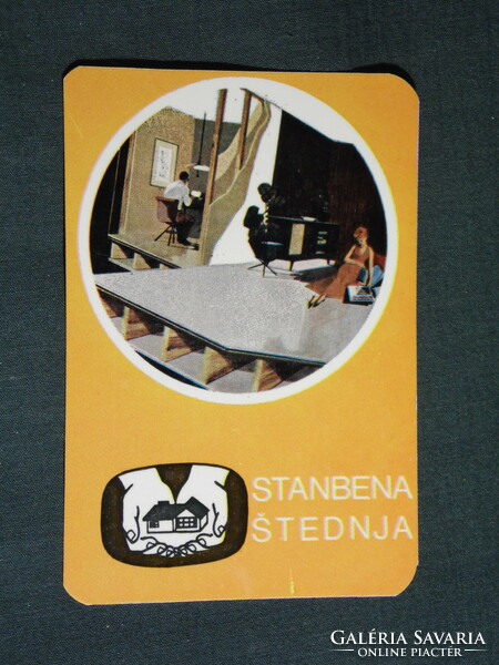 Kártyanaptár,Jugoszlávia,Újvidék,Novosadska Banka,bank,takarékpénztár,lakástakarék, 1972,   (5)