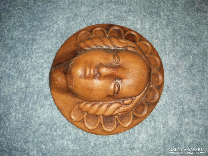 Retro  iparművész kerámia kisplasztika női arc falidísz (A4)