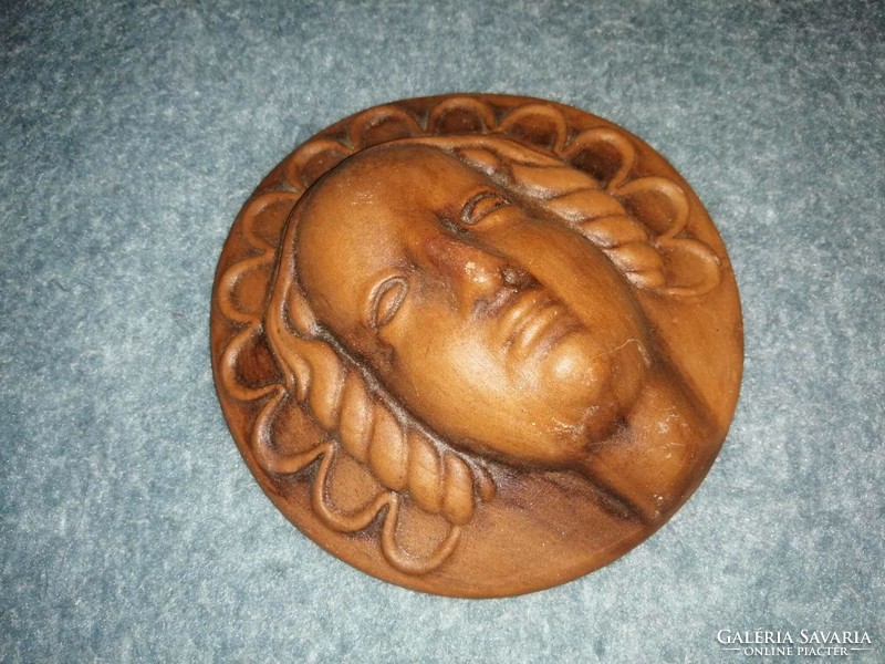 Retro craftsman ceramic small plastic female face wall decoration (a1)