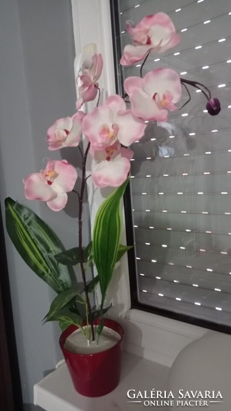 Nem hervadó :) virág, selyem orchidea vörös cserépben