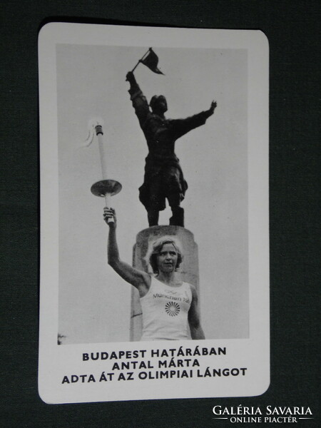 Kártyanaptár,Sportpropaganda,Olimpia bajnokok,Budapest Antal Márta olimpiai láng átadása,1973,   (5)