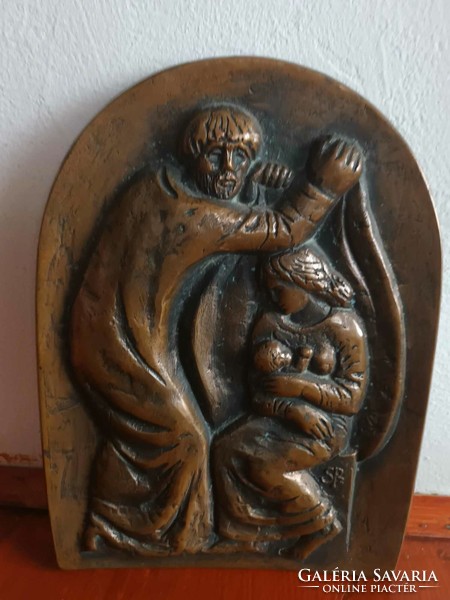 Szabolcs Péter - oltalmazás - bronz falikép