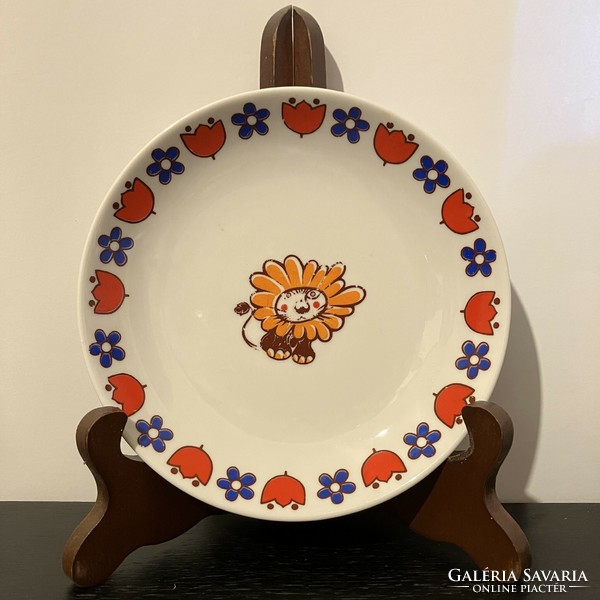 Hollóházi oroszlános porcelán kistányér - ovis tányér - gyerek tányér 15 cm