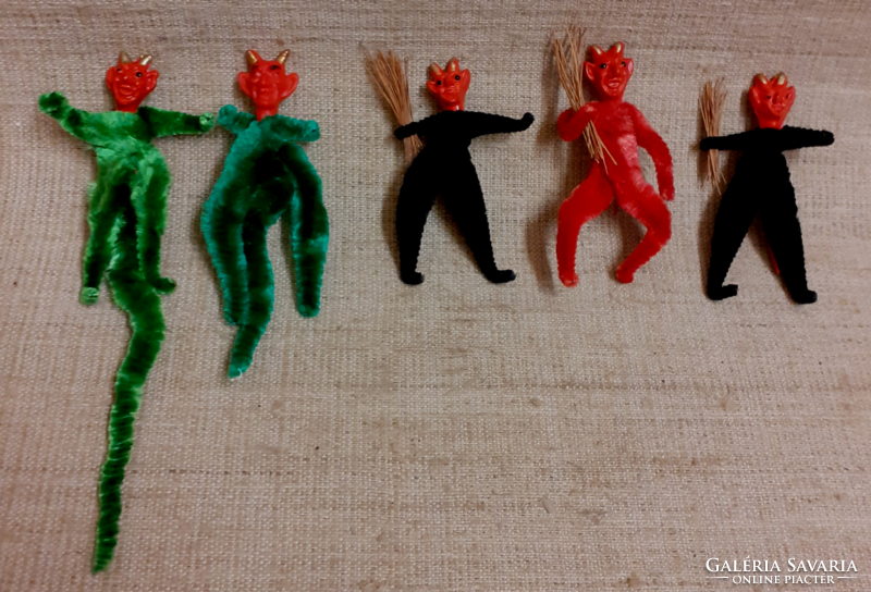 5 pcs. Retro handmade lead devil head Krampus figurines Christmas tree ornaments. /21/