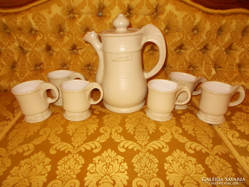 Set of ceramic tea made by craftsman.