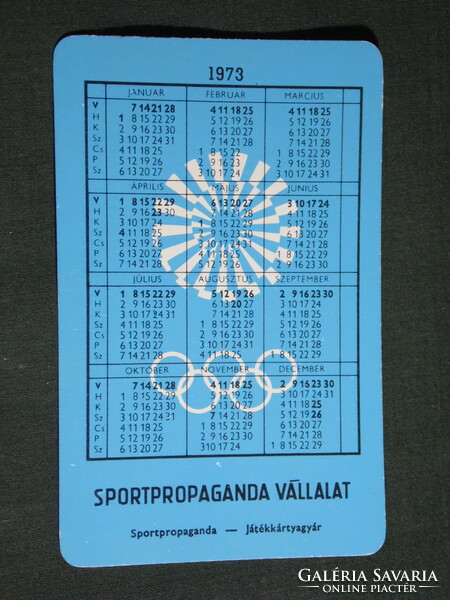 Card calendar, sports propaganda, Olympic champions, Tamás Wichmann canoeing silver medalist, 1973, (5)
